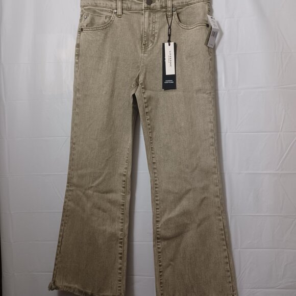 LIVERPOOL HANNAH CROP FLARE FRAY HEM MINERAL LAUREL OLIVE SIZE 4/27 - Picture 3 of 15